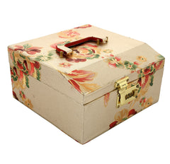 Kuber Industries Leaf Design Bride with Number Lock System & Mirror Vanity, Jewellery, Bangle, Travel Makeup Box For Women (Gold, HS_38_KUBMART20948, 24x24x13cm)