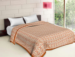 Kuber Industries Lightweight Tropical Plant Design Cotton Reversible Double Bed Dohar|AC Blanket for Home & Travelling (Sky Blue)