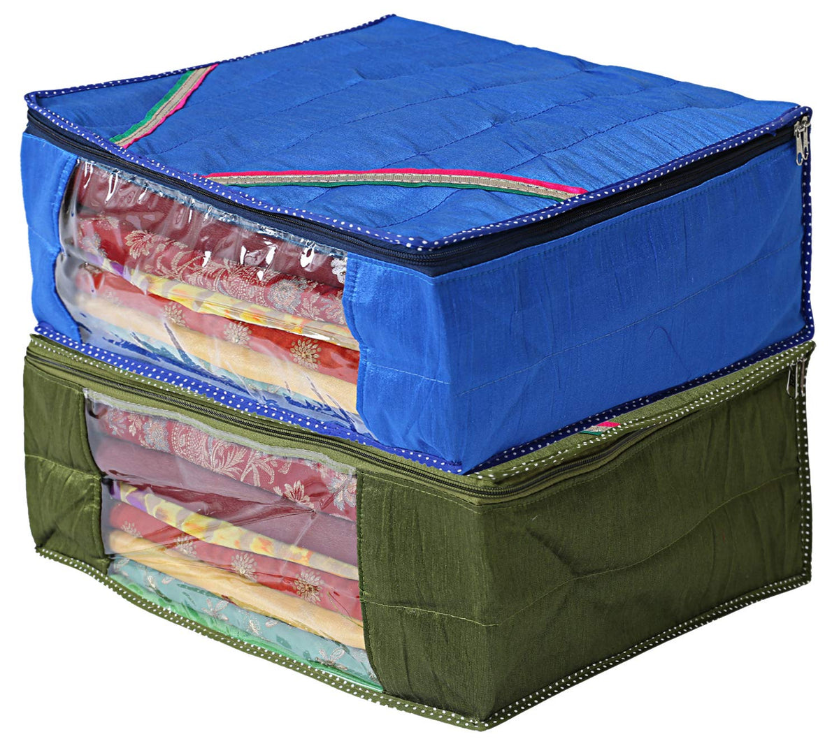 Kuber Industries 2 Piece Raw Silk Saree Cover (CTKTC2850)