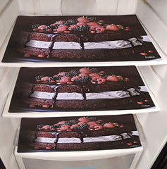 Kuber Industries Cake Design 3 Pieces PVC Refrigerator/Fridge Multipurpose Drawer Mat Set(Brown)-CTKTC032672