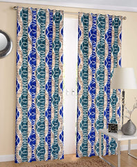 Heart Home Circle Printed 7 Feet Door Curtain with 8 Eyelet- Pack of 2 (Brown)
