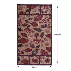 Heart Home Leaf Printed PVC Fridge Top Cover with 6 Utility Side Pockets (Maroon)