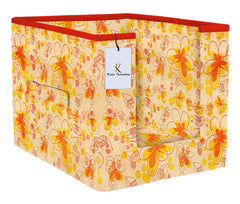 Kuber Industries Flower Printed 2 Piece Non Woven Shirt Stacker Wardrobe Organizer Set, (Ivory & Red, Royal Blue) - CTKTC35019