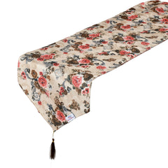 Heart Home Flower Design Machine Washable Cotton Table Runner for Dining Table, 16"x68"inch (Pink)