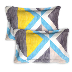 Heart Home Glace Cotton Triangle Design Double Bedsheet with 2 Pillow Covers,90x100,(Multicolor)