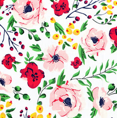 Kuber Industries Flower Printed Desginer 8 Pieces Cotton Diwan Set (White & Pink)-44KM0175