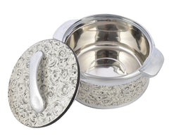 Kuber Industries Designer Inner Steel Casserole with Lid, 2000ml- Pack of 2 (Brown)-HS42KUBMART25019