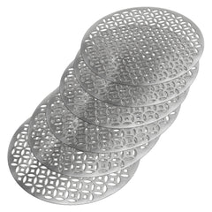 Heart Home Multiuses Arccircle Design PVC Table Placemat for Kitchen, Dining Table Set of 6 (Silver) 52HH4048