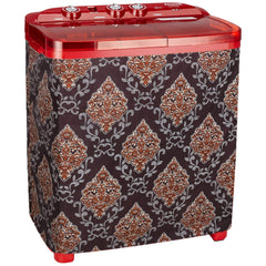 Kuber Industries Floral Design Cotton Top Load Semi Automatic Washing Machine Cover (Brown)-CTKTC14404