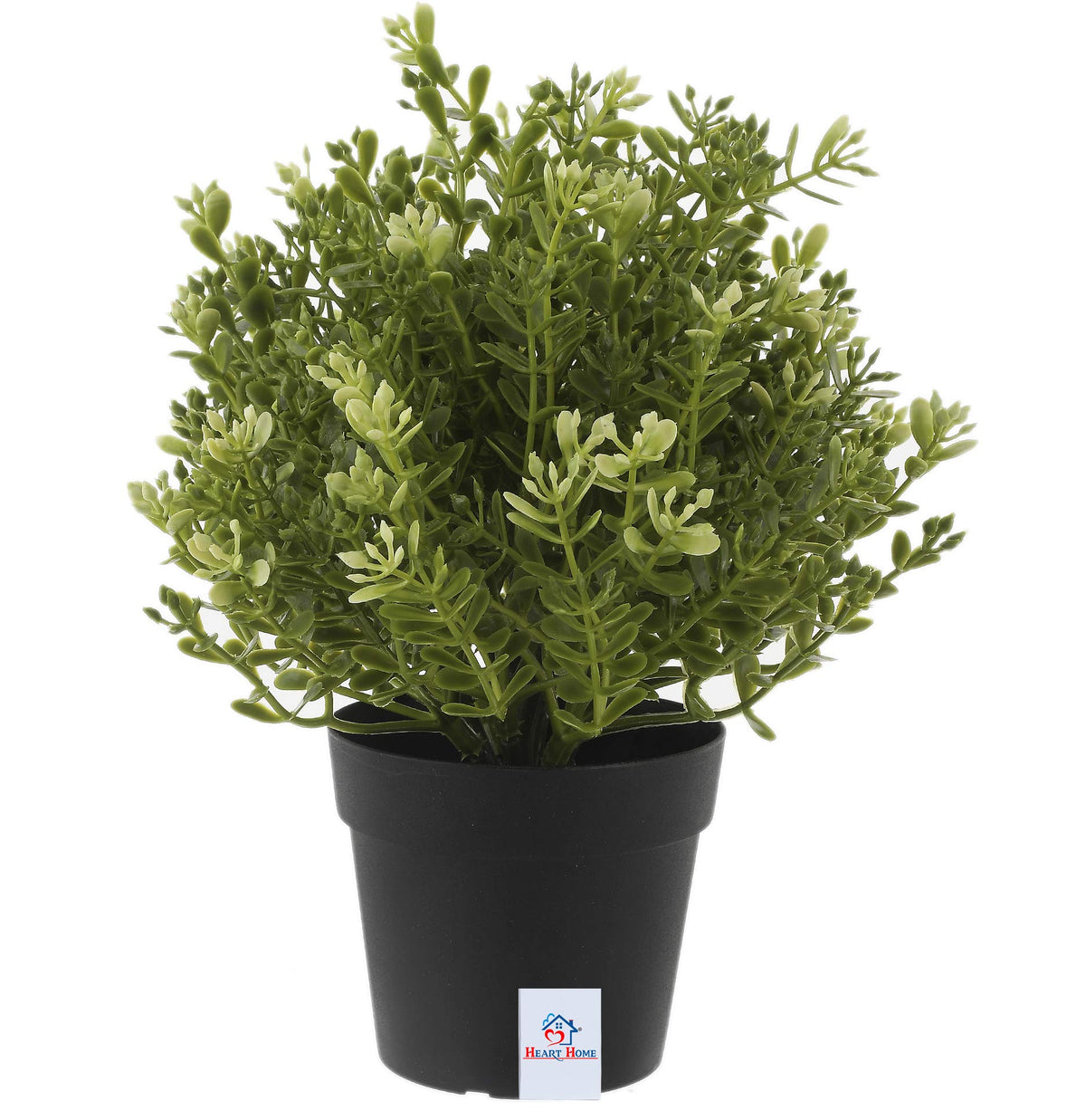 Heart Home Mini Plastic Potted Plants for Home Office Decoration, Plastic Plant with Black Plastic Pots, Fake Plant for Bathroom Décor, Green-HEARTXY11596