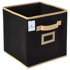 Kuber Industries CTKTC035305 Non Woven Foldable Storage Organiser Cubes Boxes (Black, Small, Large) - 2 Pieces