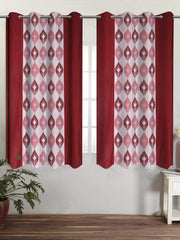 Kuber Industries Zig Zag Design 2 Pieces Polyester Eyelet Window Curtain 5 Feet (Maroon)-CTKTC14217