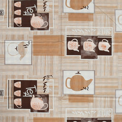Kuber Industries Kettle Print PVC Center Table Cover/Table Cloth For Home Decorative Luxurious 4 Seater, 60"x36" (Cream) 54KM4265