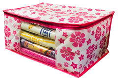 Kuber Industries 3 Piece Non Woven Saree Cover Set, Pink (SS22)