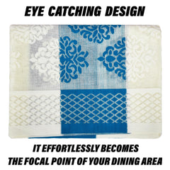 Heart Home Dining Table Cover | Kitchen Dining Tablecloth | 6 Seater Dining Table Cover | Dining Table Cover for Hall Décor | Blue Star Patta Net Tablecloth | DTC | 60x90 | Cream