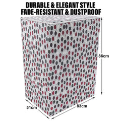Heart Home Washing Machine Cover | Multi Dot Print Washing Machine Cover | PVC Top Load Semi-Automatic Washing Machine Cover | Cream