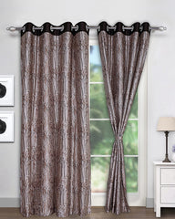 Heart Home Polyester Decorative 7 Feet Door Curtain|Tree Branches Print Blackout Drapes Curatin with 8 Eyelet for Home & Office, Pack of 2 (Coffee)