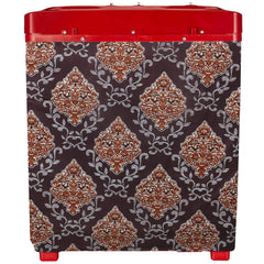 Kuber Industries Floral Design Cotton Top Load Semi Automatic Washing Machine Cover (Brown)-CTKTC14404