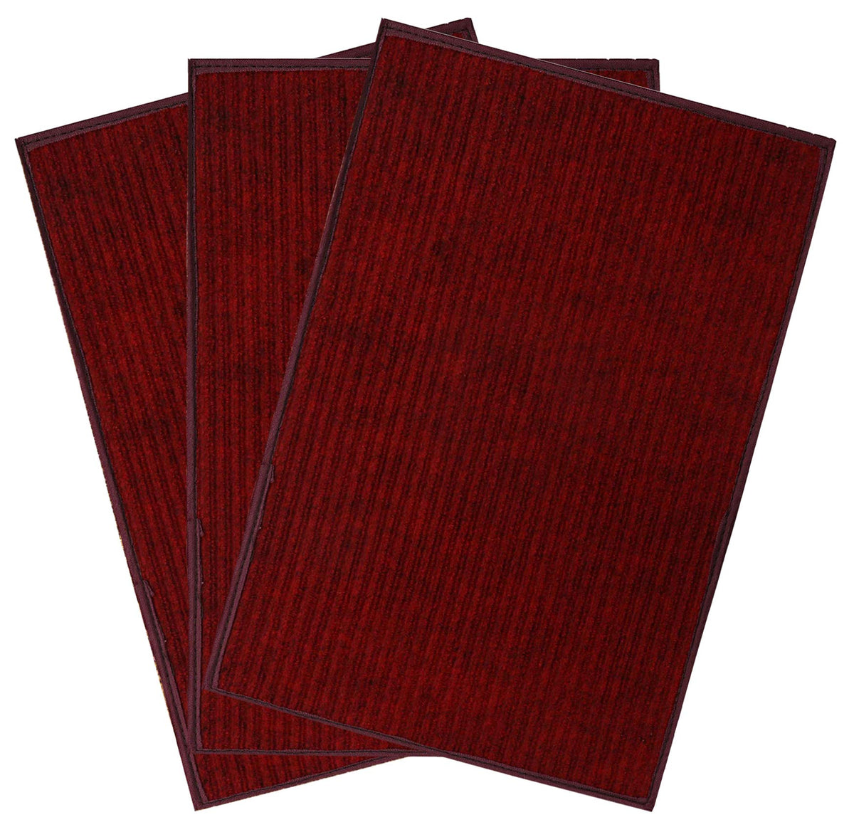 Fun Homes Microfiber Anti Slip 3 Pieces Door Mat 14"x21" (Maroon, Fun0504)