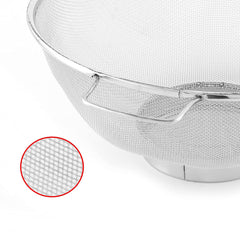 Heart Home Small Stainless Steel Colander/Strainer for Pasta, Noodles, Grains, Vegetables and Fruits with Handle (Silver)