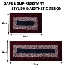 Kuber Industries Kitchen Set | Luxury Kitchen Floor Door Mat Runner Set | Doormat for Kitchen | Cotton Border Kitchen Set | Door Mat & Kitchen Runner Set | 2 Pcs Set | Maroon