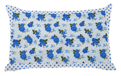 Heart Home Set of 2 Flower Design Soft & Smooth Cotton Pillow Cover 18 x 28 inch (Blue), Full (HS_37_HEARTH020237)