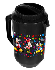 Kuber Industries Disney Team Mickey Print Unbreakable Multipurpose Plastic Water & Juice Jug with Lid,2 LTR (Set of 2, Black)