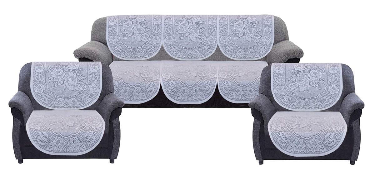 Kuber Industries 6 Piece Cotton 5 Seater Sofa Cover Set - Cream, Standard (SofasetKUSOE01)