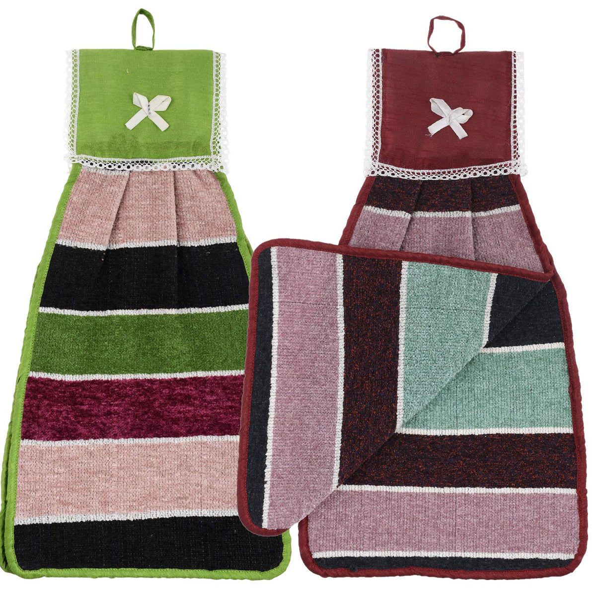 Heart Home Hanging Cotton 2 Pieces Cotton Washbasin Napkin/Hand Towel for Kitchen and Bathroom (Multi) HEART0296