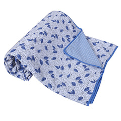 Kuber Industries Cotton Soft Lightweight Leaf Design Reversible Single Bed Dohar | Blanket | AC Quilt for Home & Travel (White)