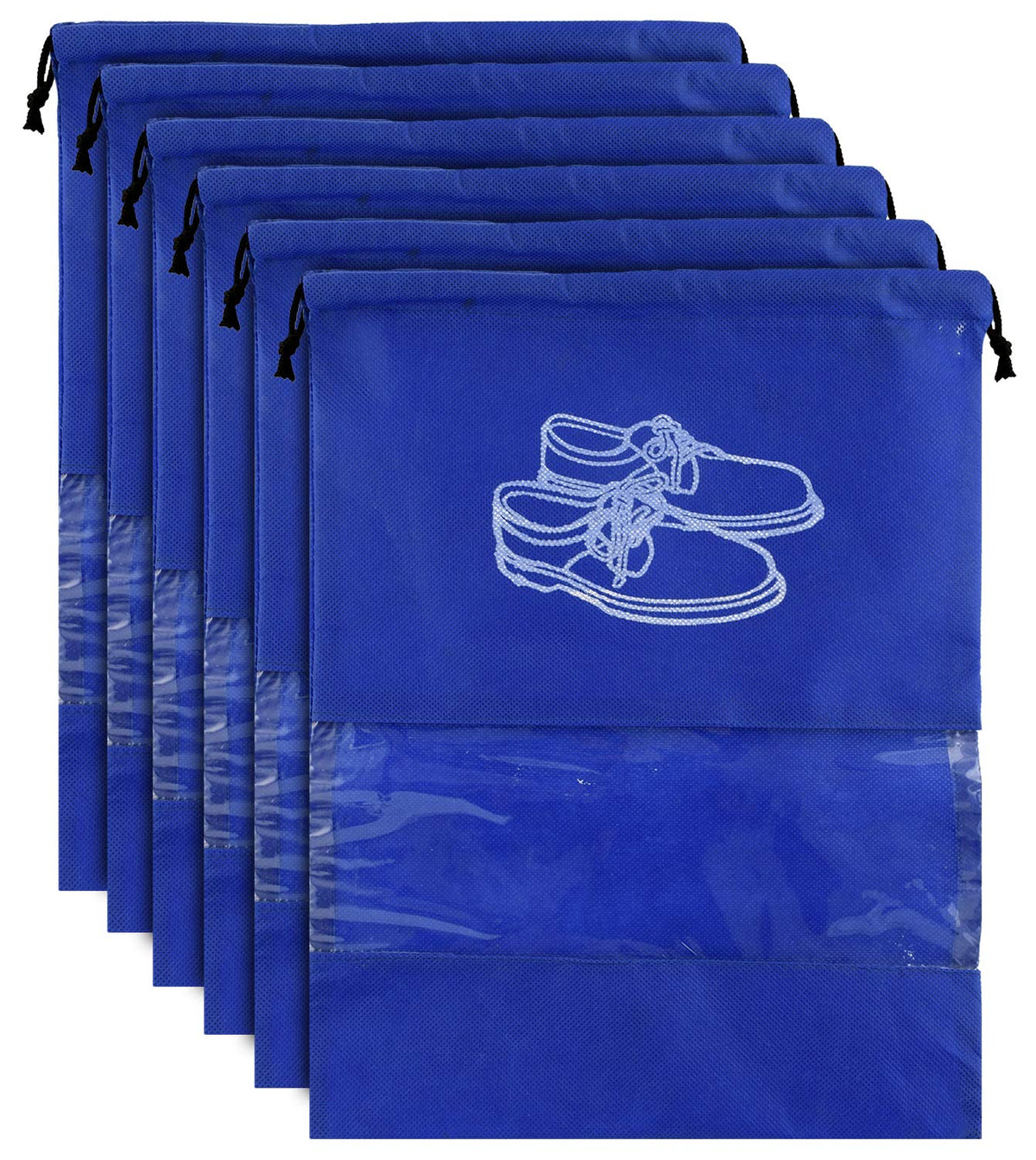 Kuber Industries 6 Piece Non Woven Travel Shoe Organizer Space Saving Fabric Storage Bags Organizer (Royal Blue)-KUBMART917