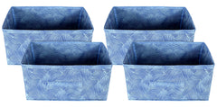 Heart Home Lahariya Printed Multipurposes Rectangular Flodable Storage Box, Drawer Storage and Cloth Organizer- Pack of 4 (Blue)-HS43HEARTH26317