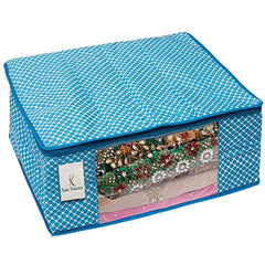 Kuber Industries Polka Dots 6 Piece Hathkadi Print Cotton Saree Cover, Blue