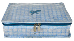 Kuber Industries Check Design Laminated PVC Jewellery Box/Organizer with 4 Transparent Pouch & 1 Bangle/Watch Rod-Pack of 2 (Blue)-HS_38_LUGGAGE21276