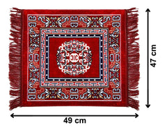 Kuber Industries Heart Home Rangoli Design Velvet Square Pooja Mat (Maroon), 49 Centimeters, 47 Centimeters