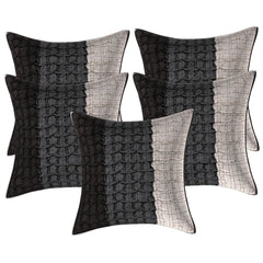 Kuber Industries Checkered 5 Piece Cotton Cushion Cover - 17"x17", Grey