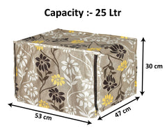 Heart Home Polyster Flower Printed Microwave Oven Cover, Dustproof Machine Protector Cover,25 LTR. (Brown)-HS43HEARTH25916