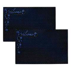 Heart Home Door Mat | Rubber Mud Trapper Mat | Welcome Mat | Floor mat | Door Mat for Home Entrance | Bathroom Mat | Entry Way Doormat | Pack of 2 | Black & Blue