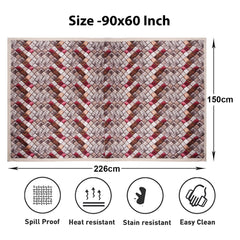 Kuber Industries Dining Table Cover | Digital Check Print Dining Table Cover | Jute Fabric with Cotton Lace Table Cover | Table Cover for Home Décor | 60x90 | Brown