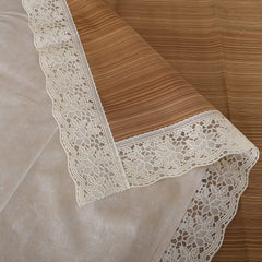 Kuber Industries Table Cloth|Center Table Cover|Round Table Cover|Table Cover 4 Seater|Wooden Design (Light Brown)