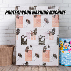 Heart Home Washing Machine Cover | Brown Flower Print Washing Machine Cover | PVC Front Load Washing Machine Cover | Cream