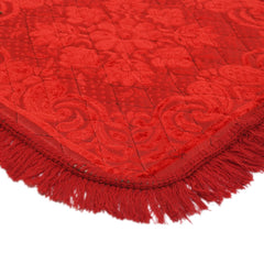 Heart Home Velvet Flower Print Pooja Aasan/Prayer Aasan/Meditation Mat for Home Pack of 3 (Red) 54HH4130.