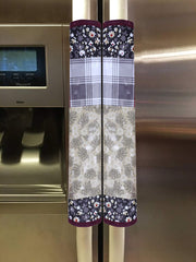 Kuber Industries 3D Checkered Design PVC 2 Pieces Fridge/Refrigerator Handle Cover (Maroon) - CTKTC39694