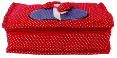 Kuber Industries Heart Home Cotton Multipurpose 7 Pocket Dot Printed Jewellery Storage Bag Pouch/Travel Kit Organizer (Red)-Pack of 2-KUBMART15437