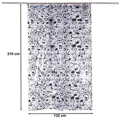 Heart Home PVC Waterproof Spiral Print Shower Curtain for Bathroom with 8 Ring,7 Feet (Black)