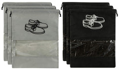 Kuber Industries 6 Piece Non Woven Travel Shoe Organizer Space Saving Fabric Storage Bags Organizer (Grey & Black)-KUBMART948