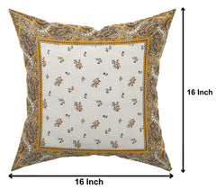 Kuber Industries Floral Design Cotton Abstract Decorative Throw Pillow/Cushion Covers 16"x16"-Pack of 4 (Cream)