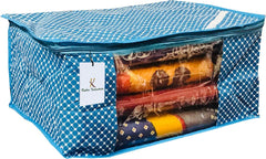 Kuber Industries 3 Pieces Quilted Polka Dots Cotton Saree Cover Set, Red, Pink and Purple