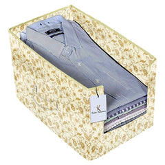 Kuber Industries Exclusive Metalic Printed 2 Piece Non Woven Shirt Stacker Wardrobe Organizer Set, (Brown & Brige) - CTGTC34916