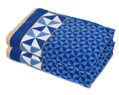 Heart HomeTringle Printed Super Soft, Fluffy, and Absorbent, Cotton Bath Towel Perfect for Daily Use, 30"x60"- Pack of 2 (Blue)